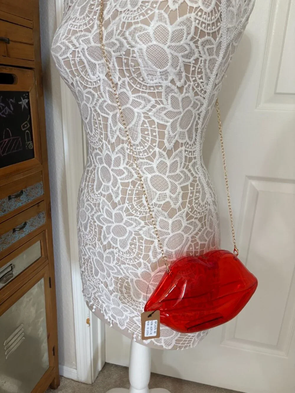 Lips Shaped Bag - Kisses - Lipstick Purse- Hardshell Crossbody / Clear Red - NWT